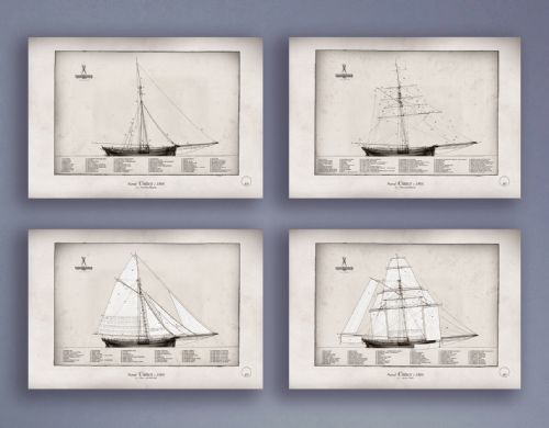 The Naval Cutter - set of 4 artist signed prints